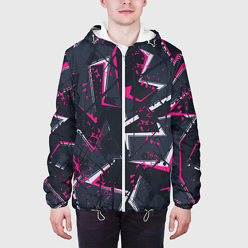 Мужская куртка Яркий абстрактный узор для спорта / 3D-Белый – фото 3