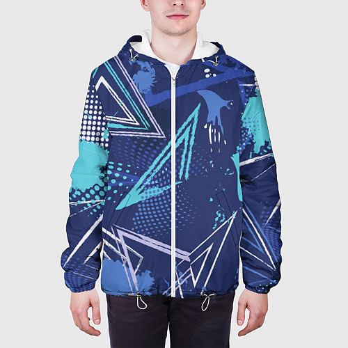 Мужская куртка Яркий абстрактный узор для спорта / 3D-Белый – фото 3