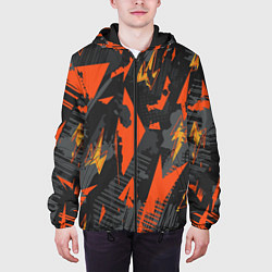 Куртка с капюшоном мужская Яркий абстрактный узор для спорта, цвет: 3D-черный — фото 2