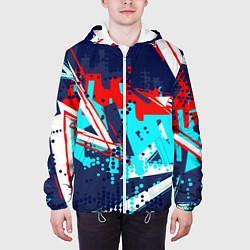 Куртка с капюшоном мужская Яркий абстрактный узор для спорта, цвет: 3D-белый — фото 2