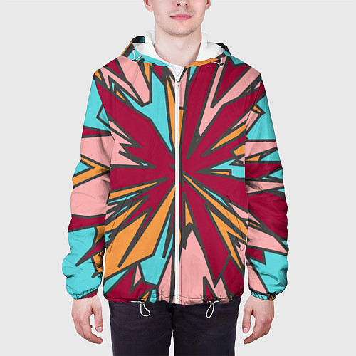 Мужская куртка Геометрический всплеск цвета / 3D-Белый – фото 3