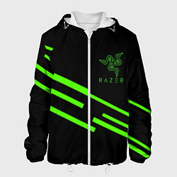 Куртка с капюшоном мужская Razer line green, цвет: 3D-белый