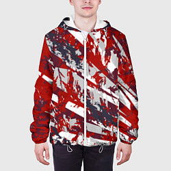 Куртка с капюшоном мужская Яркий абстрактный узор для спорта, цвет: 3D-белый — фото 2
