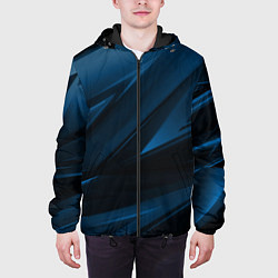 Куртка с капюшоном мужская Geometry stripes blue neon, цвет: 3D-черный — фото 2