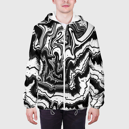Мужская куртка Черно-белая абстракция суминагаши / 3D-Белый – фото 3