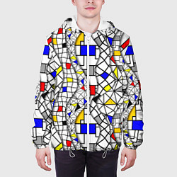 Куртка с капюшоном мужская Абстракция цветных прямоугольников Пит Мондриан, цвет: 3D-белый — фото 2