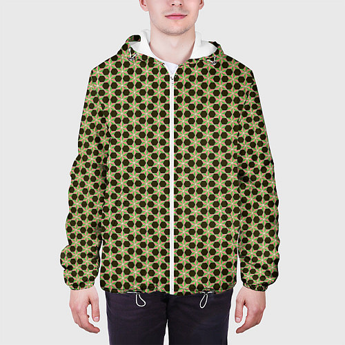 Мужская куртка Паттерн сетчатый с черными шестигранниками / 3D-Белый – фото 3
