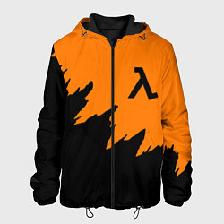 Куртка с капюшоном мужская Half life чёрно оранжевый, цвет: 3D-черный