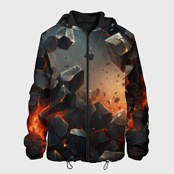 Куртка с капюшоном мужская Эпичный взрыв из камней, цвет: 3D-черный