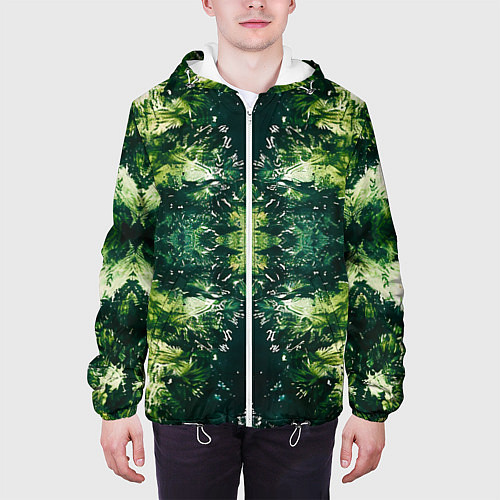 Мужская куртка Калейдоскоп зеленая абстракция / 3D-Белый – фото 3