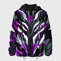 Куртка с капюшоном мужская Хаотичная фиолетово-белая абстракция, цвет: 3D-черный