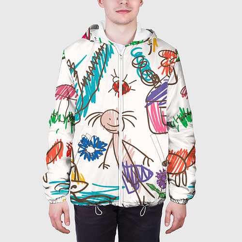Мужская куртка Детский принт / 3D-Белый – фото 3