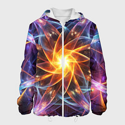 Куртка с капюшоном мужская Закрученная абстракция, цвет: 3D-белый