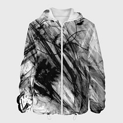 Куртка с капюшоном мужская Серый абстрактный серо-черный шрих, цвет: 3D-белый