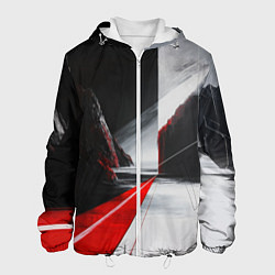 Куртка с капюшоном мужская Футуристичный пейзаж в стиле авангард, цвет: 3D-белый