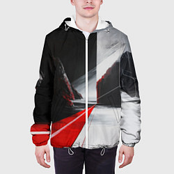Куртка с капюшоном мужская Футуристичный пейзаж в стиле авангард, цвет: 3D-белый — фото 2