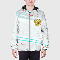 Куртка с капюшоном мужская Герб РФ броня текстура, цвет: 3D-черный — фото 2