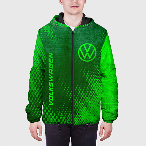 Мужская куртка Volkswagen - green gradient вертикально / 3D-Черный – фото 3