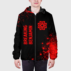 Куртка с капюшоном мужская Breaking Benjamin - red gradient вертикально, цвет: 3D-черный — фото 2