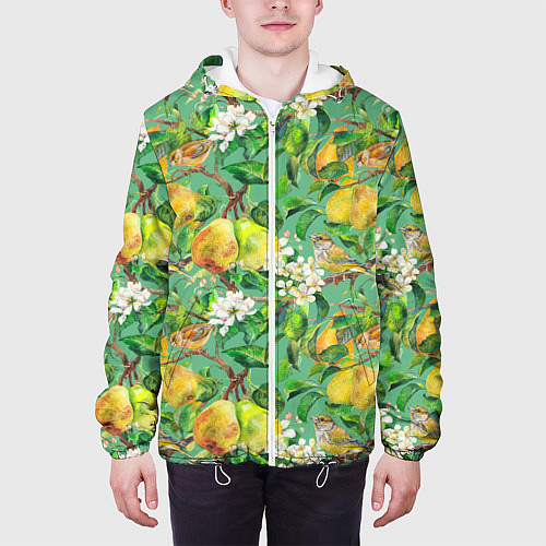 Мужская куртка Груши и птицы / 3D-Белый – фото 3