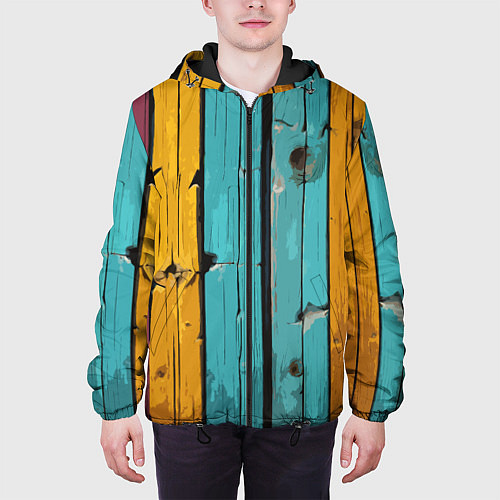 Мужская куртка Цветные доски / 3D-Черный – фото 3
