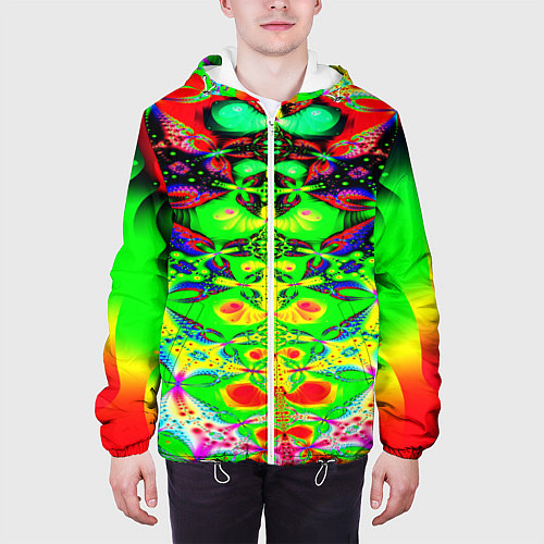 Мужская куртка Оптический фрактал кислота / 3D-Белый – фото 3