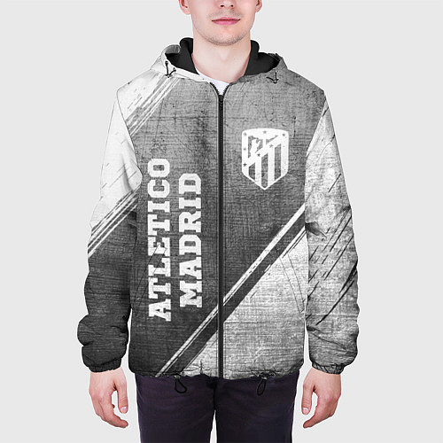 Мужская куртка Atletico Madrid - grey gradient вертикально / 3D-Черный – фото 3