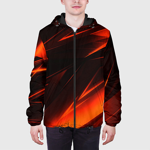 Мужская куртка Geometry orange stripes / 3D-Черный – фото 3