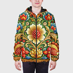 Куртка с капюшоном мужская Стиль советского ковра узоры и орнамент, цвет: 3D-черный — фото 2