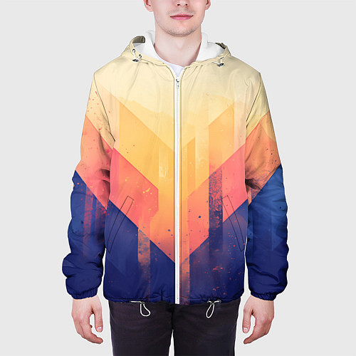 Мужская куртка Abstract art - geometric shapes / 3D-Белый – фото 3