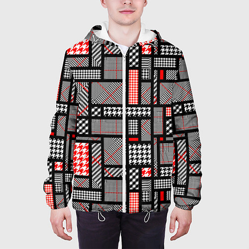 Мужская куртка Узор в клетку / 3D-Белый – фото 3