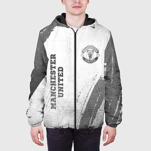 Мужская куртка Manchester United - white gradient вертикально / 3D-Черный – фото 3