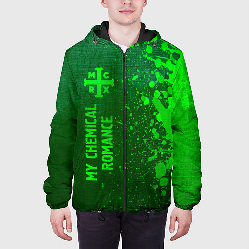 Мужская куртка My Chemical Romance - green gradient по-вертикали / 3D-Черный – фото 3