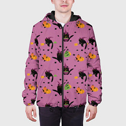 Куртка с капюшоном мужская Хэллоуин и кот ведьмы, цвет: 3D-черный — фото 2