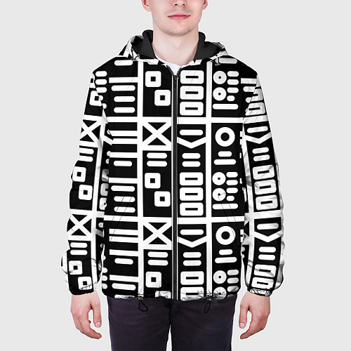 Мужская куртка Геометрические фигуры паттерн / 3D-Черный – фото 3