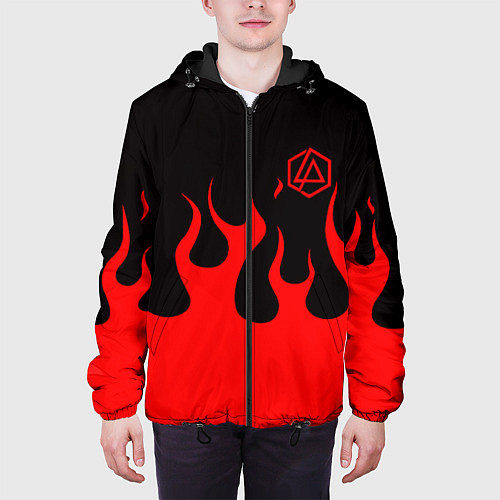 Мужская куртка Linkin park logo fire / 3D-Черный – фото 3