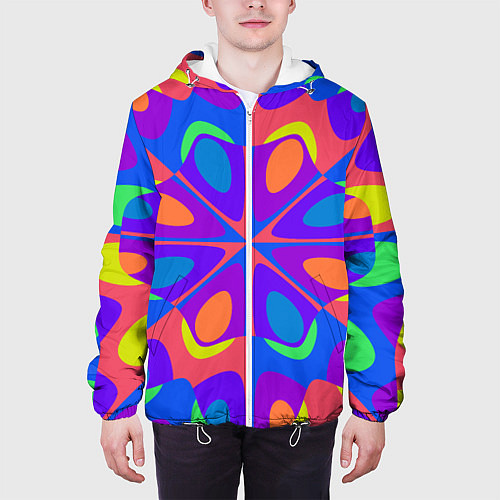 Мужская куртка Оптический узор красочная мозаика / 3D-Белый – фото 3