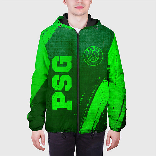 Мужская куртка PSG - green gradient вертикально / 3D-Черный – фото 3