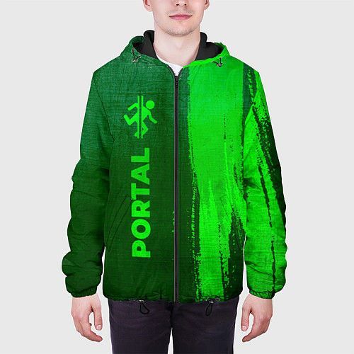 Мужская куртка Portal - green gradient по-вертикали / 3D-Черный – фото 3