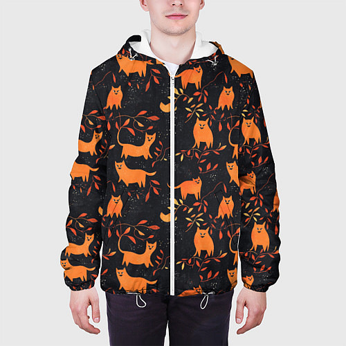 Мужская куртка Рыжие котики / 3D-Белый – фото 3