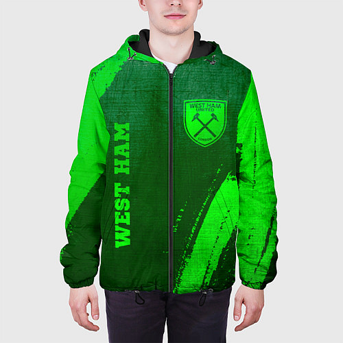 Мужская куртка West Ham - green gradient вертикально / 3D-Черный – фото 3