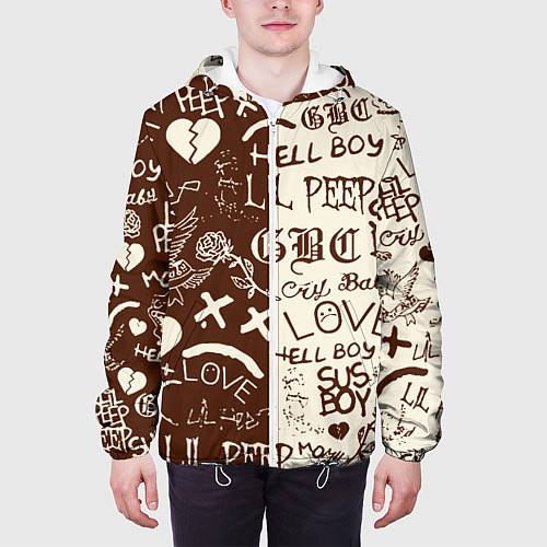 Мужская куртка Lil peep retro pattern / 3D-Белый – фото 3