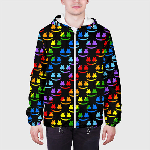 Мужская куртка Marshmello pattern neon / 3D-Белый – фото 3