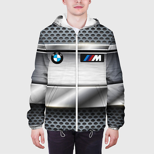 Мужская куртка BMW metal texture / 3D-Белый – фото 3