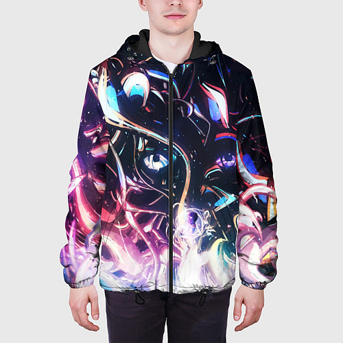 Мужская куртка Фрактальный узор текстура / 3D-Черный – фото 3