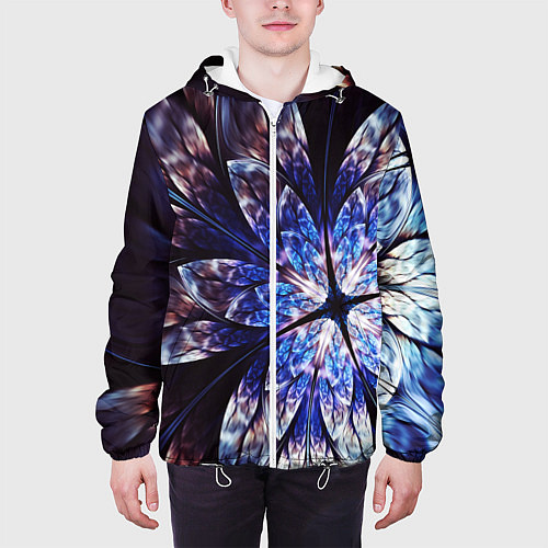Мужская куртка Фрактальный узора стекло / 3D-Белый – фото 3