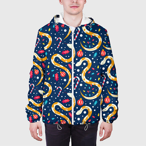 Мужская куртка Новогодний паттерн символ года 2025 / 3D-Белый – фото 3