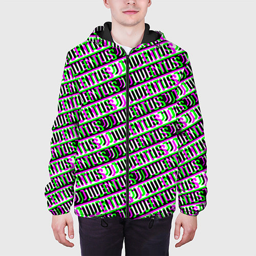 Мужская куртка Juventus glitch pattern / 3D-Черный – фото 3