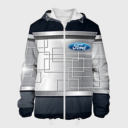 Куртка с капюшоном мужская FORD текстура из метала, цвет: 3D-белый
