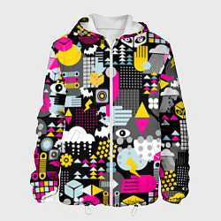 Куртка с капюшоном мужская Цветной абстрактный паттерн, цвет: 3D-белый